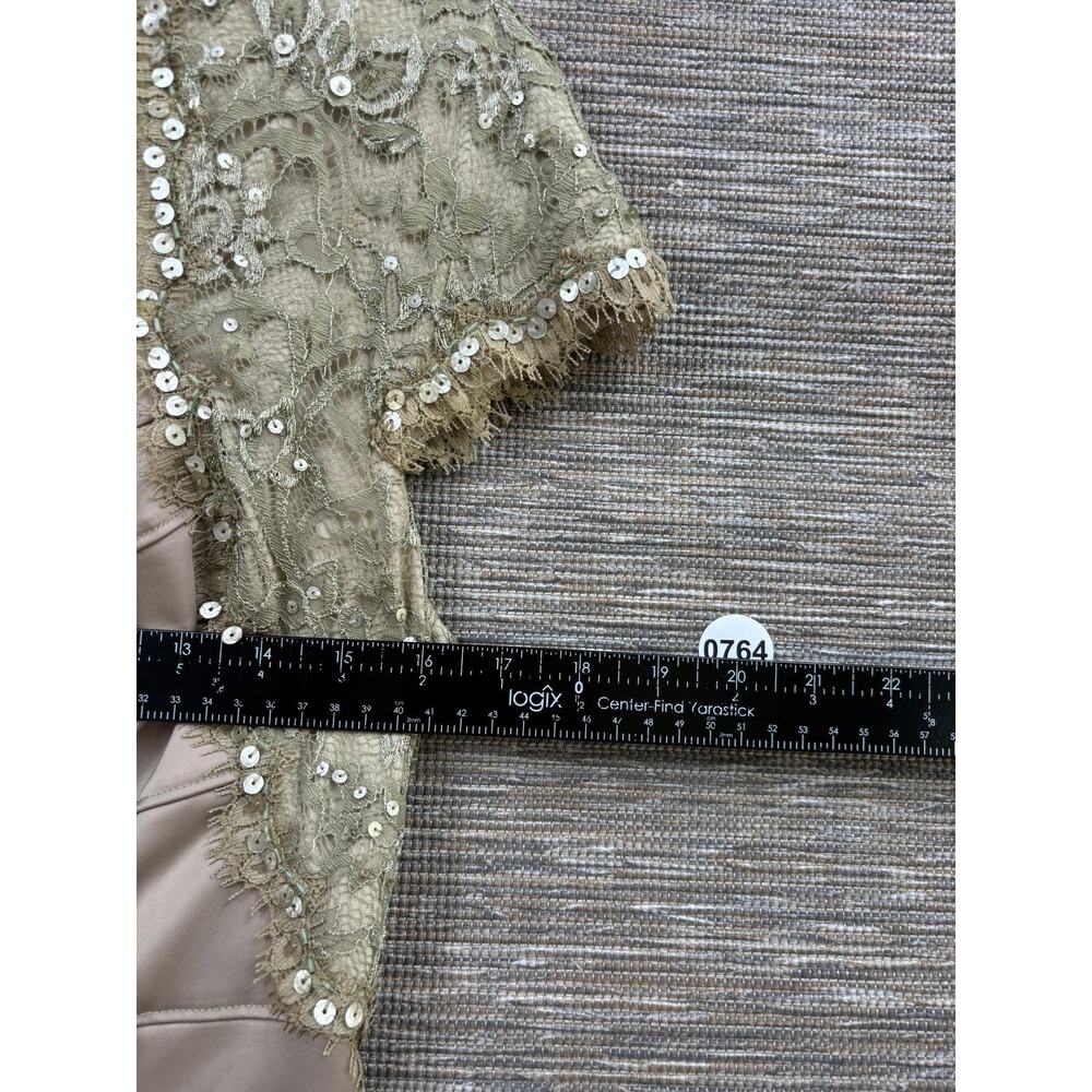 Tadashi Shoji Dress Womens 10 Beige Sequin Lace Sheath Knee Length Cocktail - Picture 6 of 7